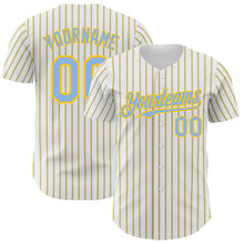 Load image into Gallery viewer, Custom White (Light Blue Yellow Pinstripe) Light Blue-Yellow Authentic Baseball Jersey
