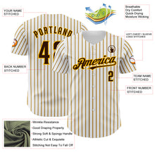 Load image into Gallery viewer, Custom White (Brown Gold Pinstripe) Brown-Gold Authentic Baseball Jersey
