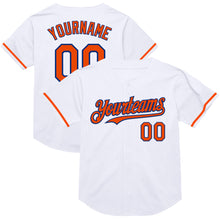 Load image into Gallery viewer, Custom White Orange-Royal Mesh Authentic Throwback Baseball Jersey
