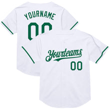 Load image into Gallery viewer, Custom White Kelly Green Mesh Authentic Throwback Baseball Jersey
