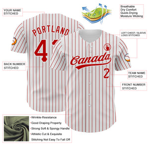 Custom White Red Pinstripe Red Authentic Baseball Jersey