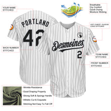 Load image into Gallery viewer, Custom White Black Pinstripe Gray Authentic Baseball Jersey
