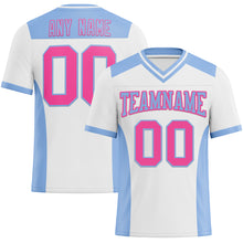 Load image into Gallery viewer, Custom White Pink-Light Blue Mesh Authentic Football Jersey
