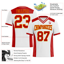 Load image into Gallery viewer, Custom White Red-Gold Mesh Authentic Football Jersey
