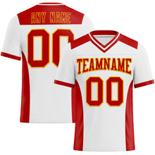 Load image into Gallery viewer, Custom White Red-Gold Mesh Authentic Football Jersey
