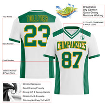 Load image into Gallery viewer, Custom White Kelly Green-Gold Mesh Authentic Football Jersey
