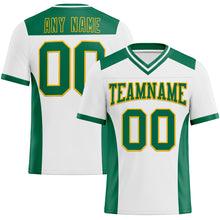 Load image into Gallery viewer, Custom White Kelly Green-Gold Mesh Authentic Football Jersey
