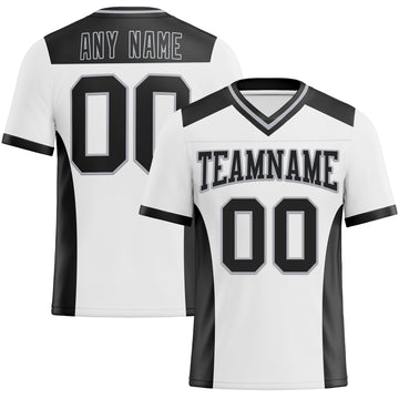 Custom White Black-Gray Mesh Authentic Football Jersey