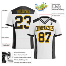 Load image into Gallery viewer, Custom White Black-Gold Mesh Authentic Football Jersey
