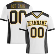 Load image into Gallery viewer, Custom White Black-Gold Mesh Authentic Football Jersey
