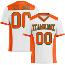 Load image into Gallery viewer, Custom White Orange-Kelly Green Mesh Authentic Football Jersey
