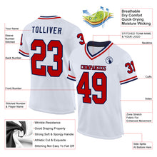 Load image into Gallery viewer, Custom White Red-Navy Mesh Authentic Throwback Football Jersey
