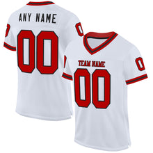 Load image into Gallery viewer, Custom White Red-Black Mesh Authentic Throwback Football Jersey
