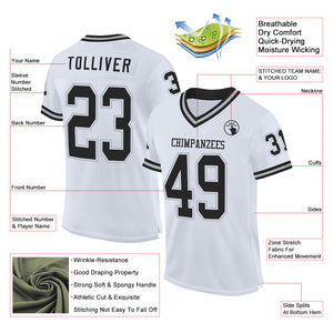 Custom White Black-Gray Mesh Authentic Throwback Football Jersey