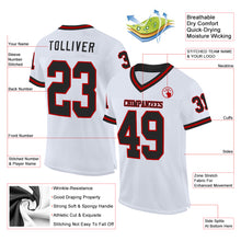 Load image into Gallery viewer, Custom White Black-Red Mesh Authentic Throwback Football Jersey
