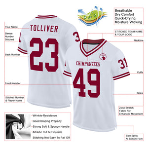 Custom White Maroon Mesh Authentic Throwback Football Jersey