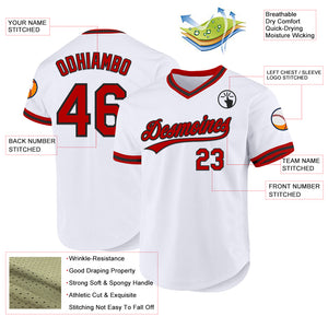 Custom White Red-Black Authentic Throwback Baseball Jersey