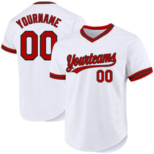 Load image into Gallery viewer, Custom White Red-Black Authentic Throwback Baseball Jersey
