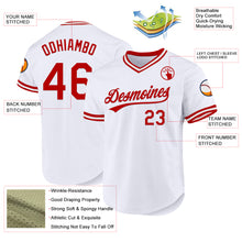 Load image into Gallery viewer, Custom White Red Authentic Throwback Baseball Jersey
