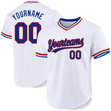 Load image into Gallery viewer, Custom White Royal-Red Authentic Throwback Baseball Jersey
