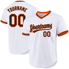 Load image into Gallery viewer, Custom White Black-Orange Authentic Throwback Baseball Jersey
