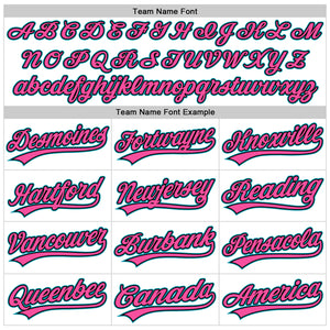 Custom White Teal Black-Pink Authentic Throwback Baseball Jersey