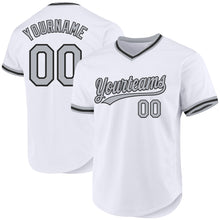 Load image into Gallery viewer, Custom White Gray-Black Authentic Throwback Baseball Jersey
