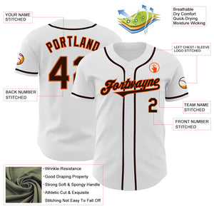 Custom White Brown-Orange Authentic Baseball Jersey