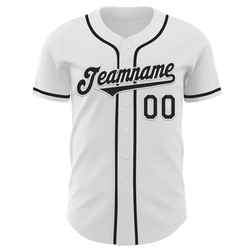 Custom White Black Authentic Baseball Jersey