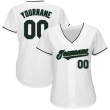 Load image into Gallery viewer, Custom White Black-Green Authentic Baseball Jersey
