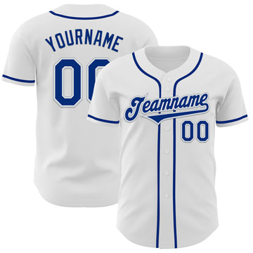 Custom White Royal-Silver Authentic Baseball Jersey