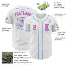 Load image into Gallery viewer, Custom White Pink-Light Blue Authentic Baseball Jersey
