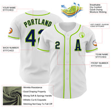 Load image into Gallery viewer, Custom White Navy-Neon Green Authentic Baseball Jersey
