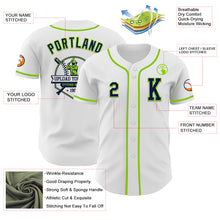 Load image into Gallery viewer, Custom White Navy-Neon Green Authentic Baseball Jersey
