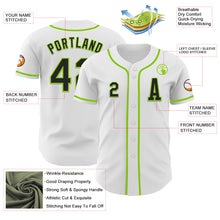 Load image into Gallery viewer, Custom White Black-Neon Green Authentic Baseball Jersey
