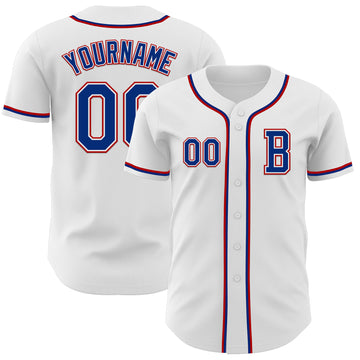 Custom White Royal-Red Authentic Baseball Jersey