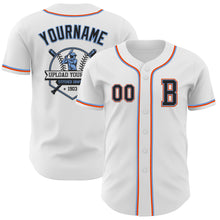 Load image into Gallery viewer, Custom White Black Powder Blue-Orange Authentic Baseball Jersey
