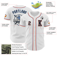 Load image into Gallery viewer, Custom White Black Powder Blue-Orange Authentic Baseball Jersey
