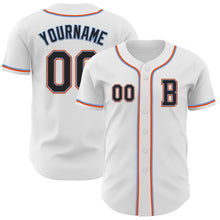 Load image into Gallery viewer, Custom White Black Powder Blue-Orange Authentic Baseball Jersey
