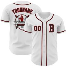 Load image into Gallery viewer, Custom White Black-Red Authentic Baseball Jersey
