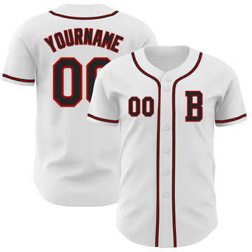 Custom White Black-Red Authentic Baseball Jersey