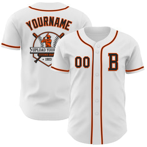 Custom White Black-Orange Authentic Baseball Jersey