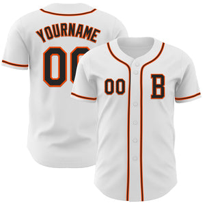 Custom White Black-Orange Authentic Baseball Jersey