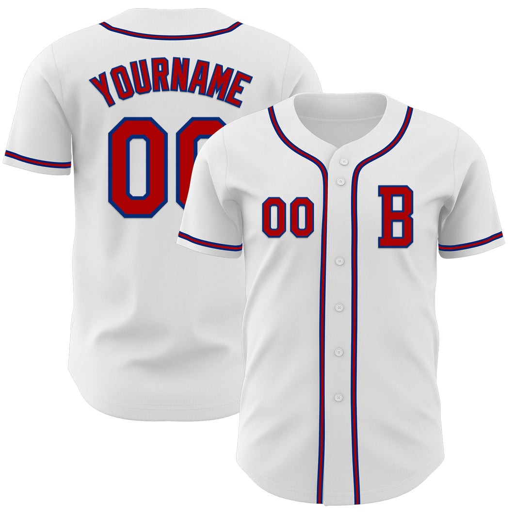 Custom White Red-Royal Authentic Baseball Jersey