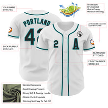 Load image into Gallery viewer, Custom White Black-Teal Authentic Baseball Jersey
