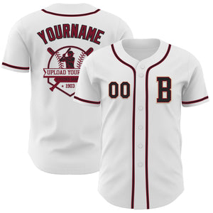 Custom White Black Crimson-Cream Authentic Baseball Jersey