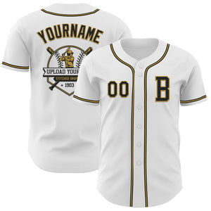 Custom White Black-Old Gold Authentic Baseball Jersey