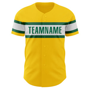 Custom Yellow Kelly Green-White Authentic Baseball Jersey