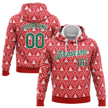 Load image into Gallery viewer, Custom Stitched Red Kelly Green-White 3D Christmas Trees Sports Pullover Sweatshirt Hoodie
