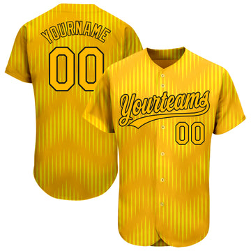 Custom Gold Gold-Black 3D Pattern Design Authentic Baseball Jersey Fast  Shipping – FiitgCustom